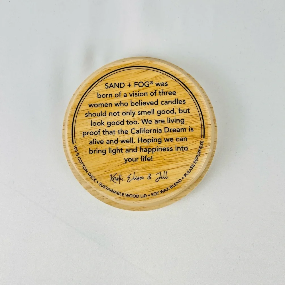 Sand + Fog Sand + Paws 2 Wick 12oz Candle Replacement Wood Lid Abstract Flowers